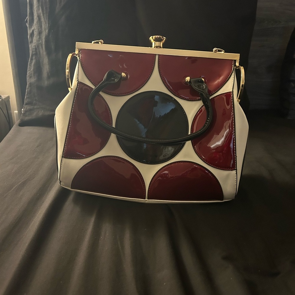 Elegant Red and Black Handbag